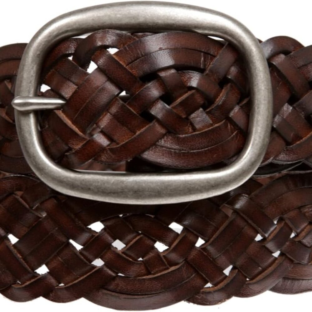 1 1/2" 37 mm Women's Oval Braided Woven Leather Belt - Picture 3 of 3
